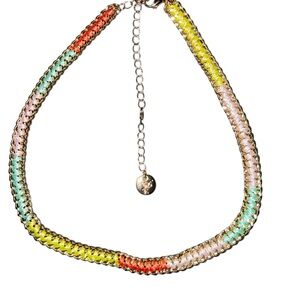 Plunder Gold-Tone Braided Necklace with Pink, Mint, Yellow & Coral Accents